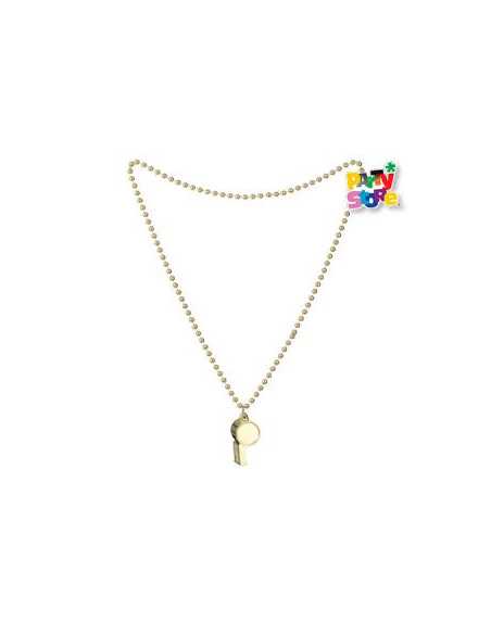 COLLAR DE CUENTAS CON SILBATO 80cm DORADO AC155