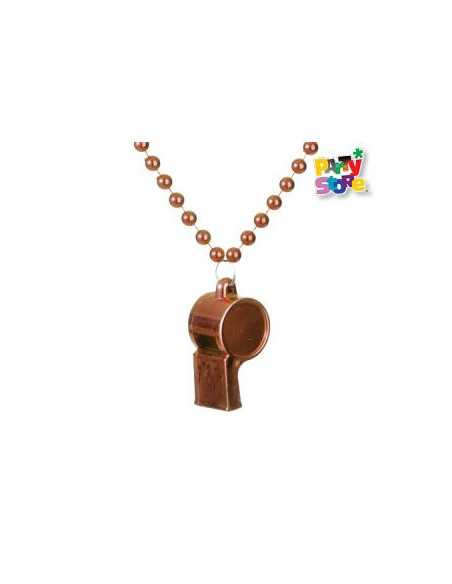 COLLAR DE CUENTAS CON SILBATO 80cm NARANJA AC157