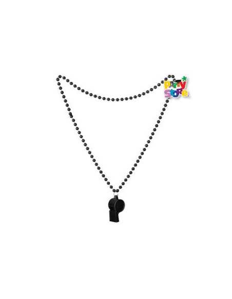 COLLAR DE CUENTAS CON SILBATO 80cm NEGRO AC158