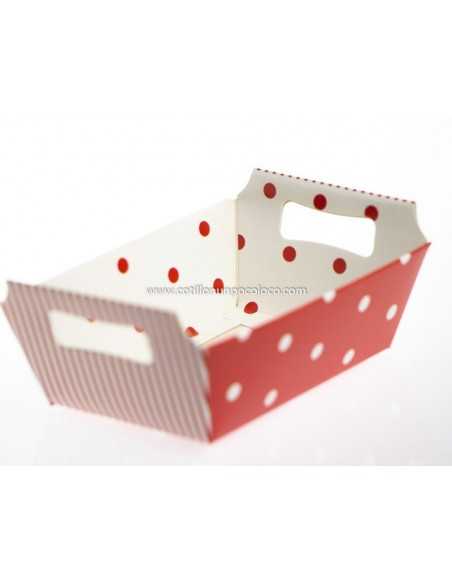 CESTA MULTIUSO CHICA x 1 ROJO LUNAR BLANCO