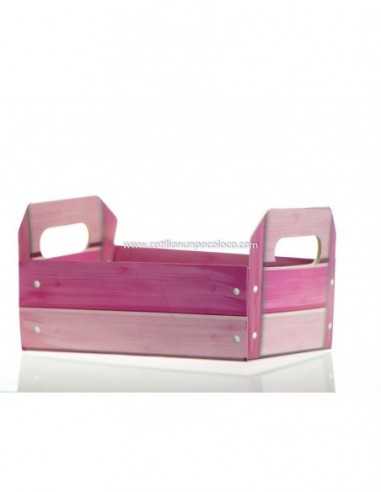 CESTA SIMIL MADERA CHICA ROSA x 1