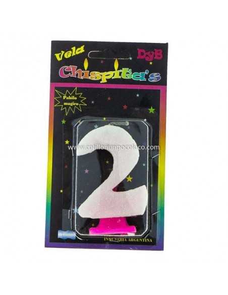 VELA NUMEROTE BRILLO ROSA 2