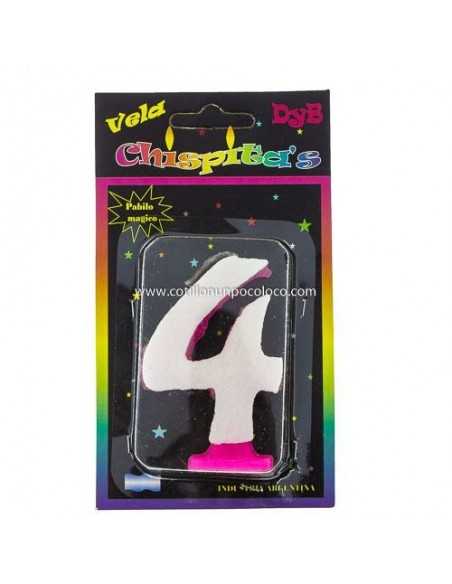 VELA NUMEROTE BRILLO ROSA 4