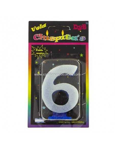VELA NUMEROTE BRILLO CELESTE 6