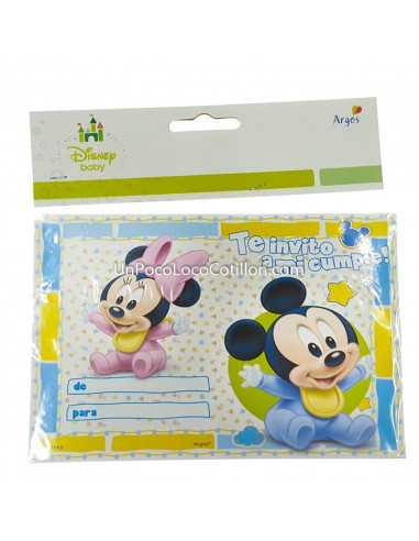 INVITACION DISNEY MICKEY Y MINNIE BEBE x10