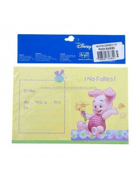 INVITACION POOH BABIES X10