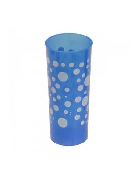 TRAGO LARGO LUNARES PLASTICO 280CC x1 AZUL CON BLANCO
