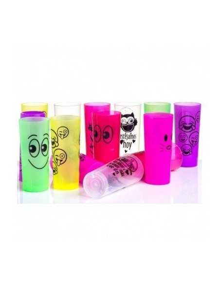 TRAGO LARGO PLASTICO 280CC FUCSIA UNICORNIO BLANCO