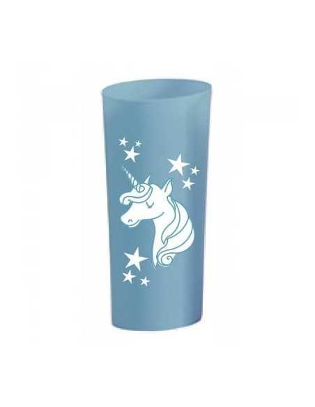 TRAGO LARGO PLASTICO 280CC FUCSIA UNICORNIO BLANCO
