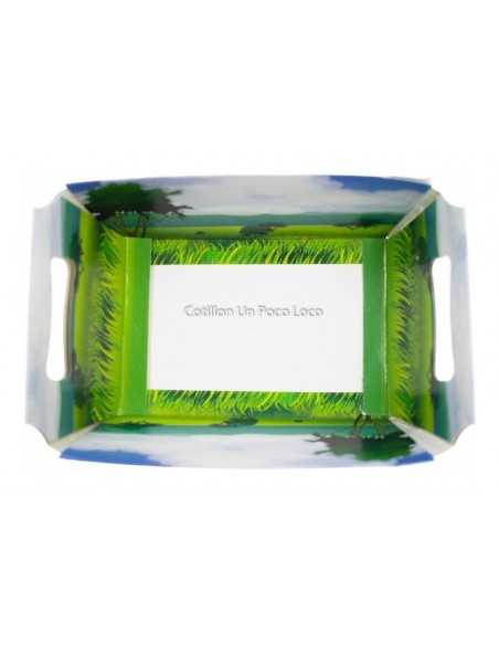 Cesta Rectangular C/asa De Carton Animales De La Selva X 12u