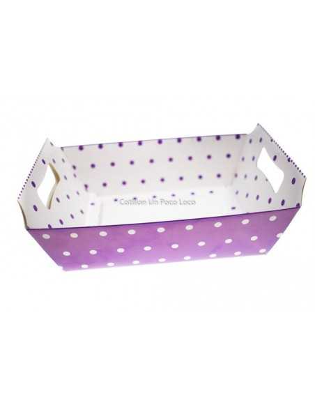 Cesta Rectangular C/asa Violeta Lunar Blanco X6u Grande