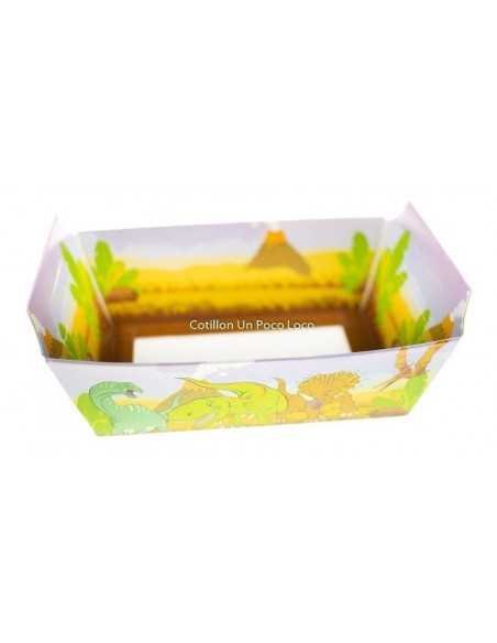 Cesta Chica Rectangular C/asa De Carton Dinosaurios X 12u.