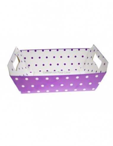 Cesta Rectangular C/asa Violeta Lunar Blanco X6u