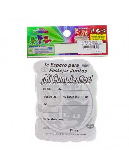 INVITACION CHICA PJ MASKS HEROES EN PIJAMAS x10