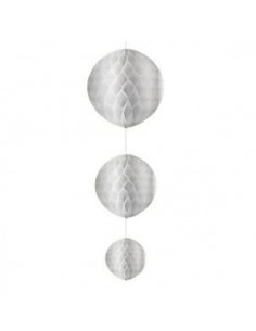 DECORACION 3 ESFERAS PLATEADAS 15cm 10cm 6cm GUPL09