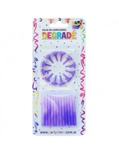 VELAS DEGRADÉ VIOLETAS/ ROSA CON BASES SIN BRILLO VLD6VI