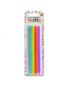 VELAS FINITAS 17cm TORNEADAS MULTICOLOR x24 VTSMU