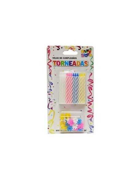 VELAS TORNEADAS CON BASES 4COLORES x24 PVTR6-4