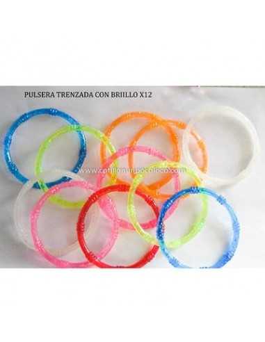 PULSERA TRENZADA CON BRILLO x 12