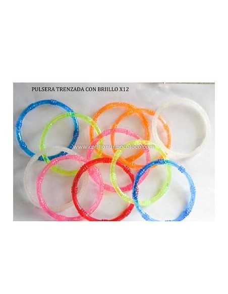 PULSERA TRENZADA CON BRILLO x 12